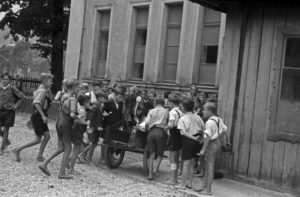 Children get the school lunch, Germany 1940s Children get the school lunch, Germany 1940s